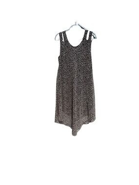 Asymmetrical Black and White Printed Tank Dress swim coverup